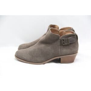 Vionic Millie Ankle Boots Womens Size 8 Gray Suede Zip Up Ortho Booties Shoes